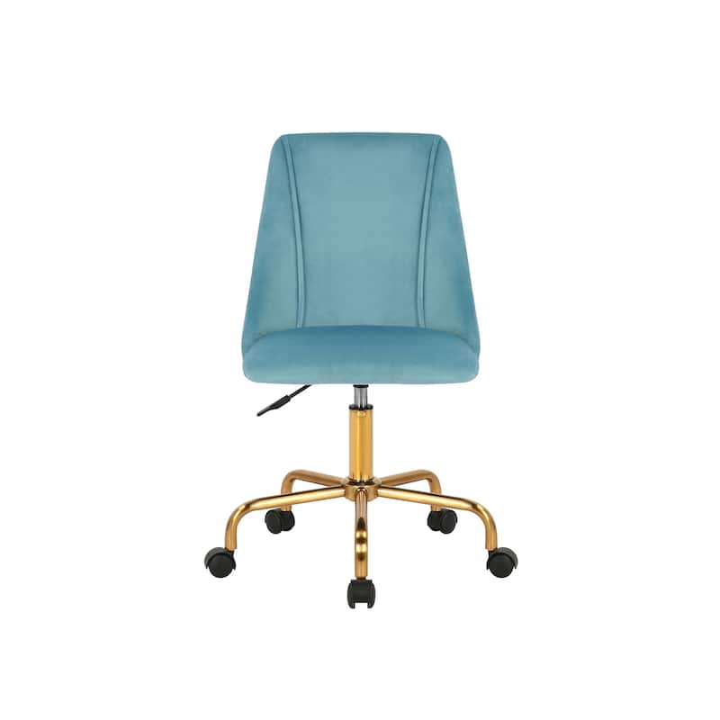 Porthos Home Caia Armless Office Chair, Velvet, Gold Metal Legs