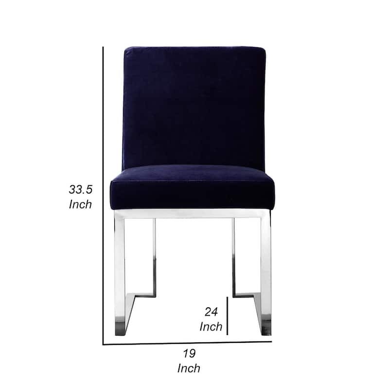 Chrome/Navy Blue Velvet Upholstered Metal Frame Dining Chair, Set of 2, Sturdy Dining Chair for Dining Rooms - 22.75
