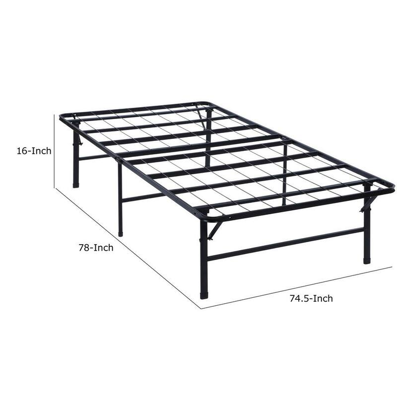 Low Profile Bed, Foldable Metal Frame, Black