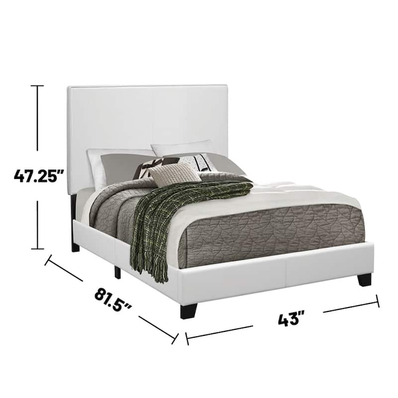 Leatherette Upholstered Platform Bed in White