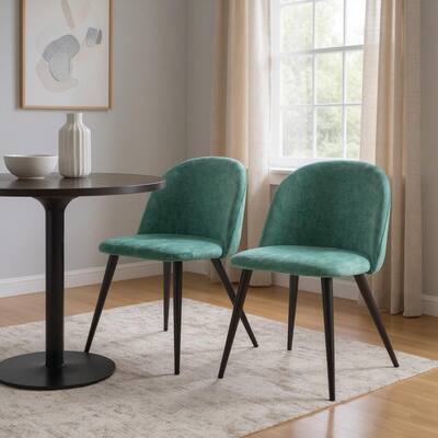 HomeRoots Set of Two Green and Black Upholstered Fabric Dining Side Chairs - 19.30 in. x 30.50 in. x 19.50 in.