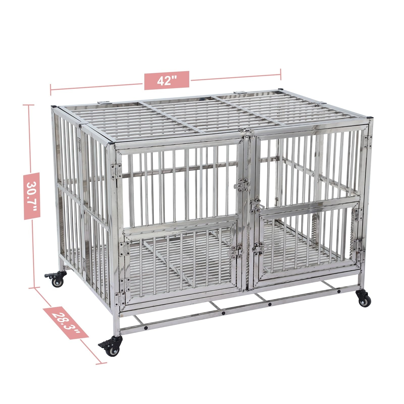 Heavy Duty Dog Crate Steel Escape Proof Dog Cage 42 L x 28.3 W x 30.7 H