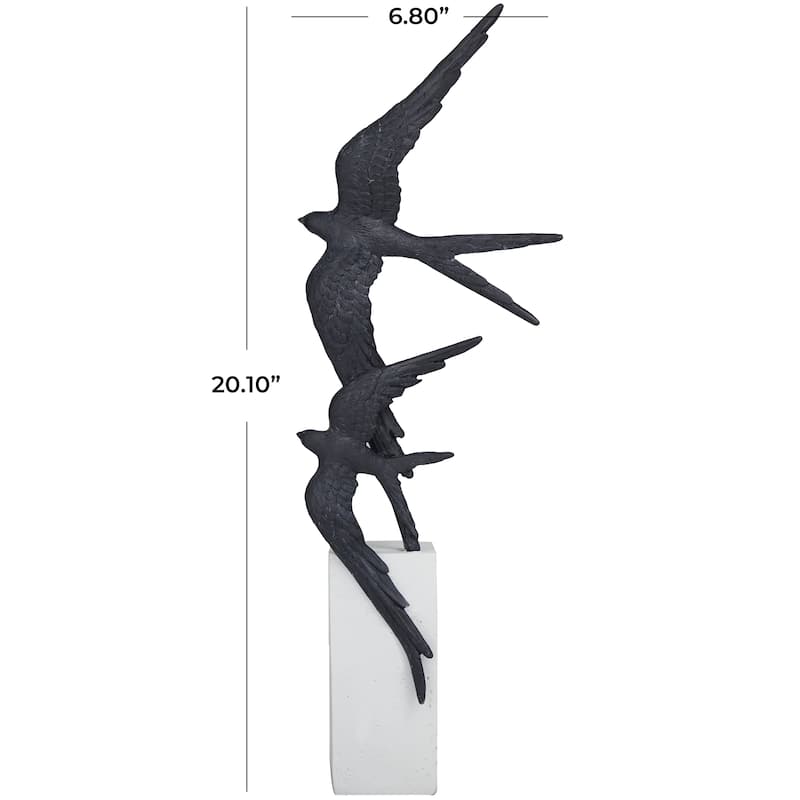 Whimsical Polystone Bird Sculpture - Gold or Black