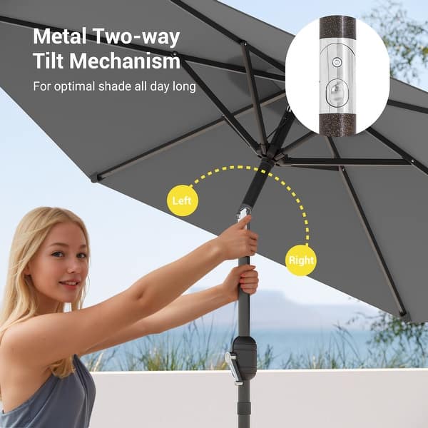 leisure ways patio umbrella UV-Resistant Tilting resistant fabric and sturdy aluminum frame Bonosuki 7.5-foot Waterproof Sunshade Canopy