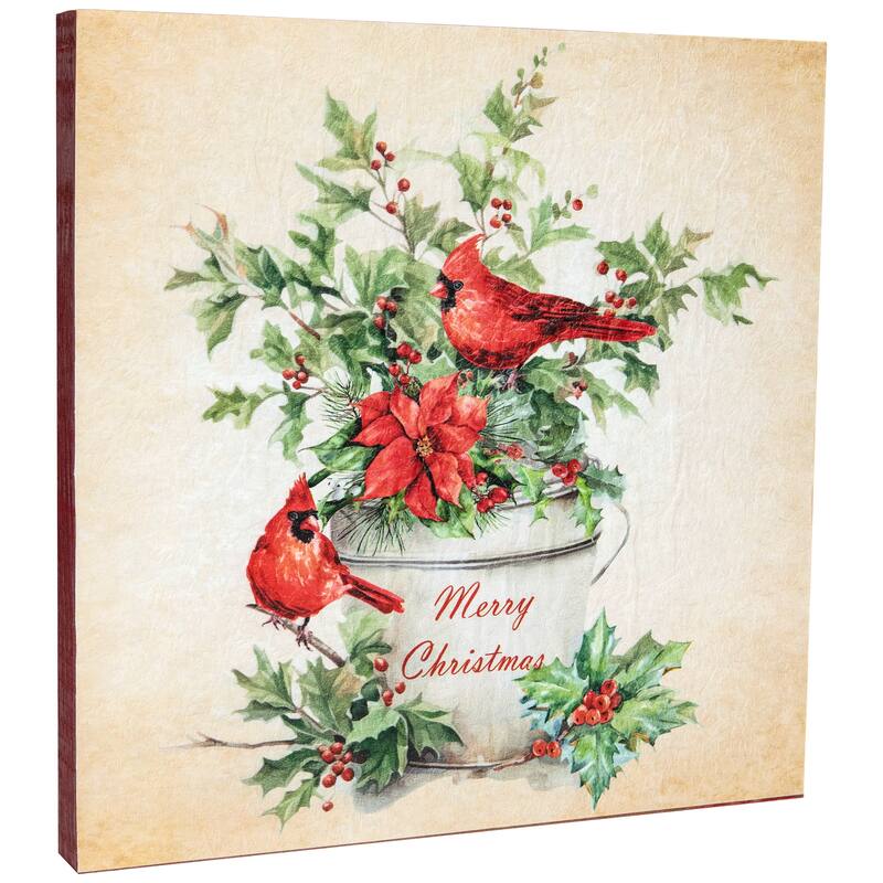 Cardinals Merry Christmas Wall Art - 11.75" x 11.75"