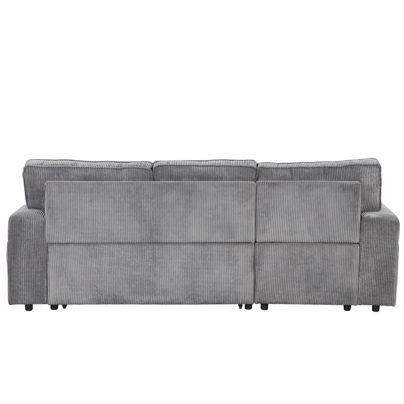 96.1" Polyester Sleeper Sectional Sofa with Storage Bags, Cup Holders and Fold-Out Twin Bed