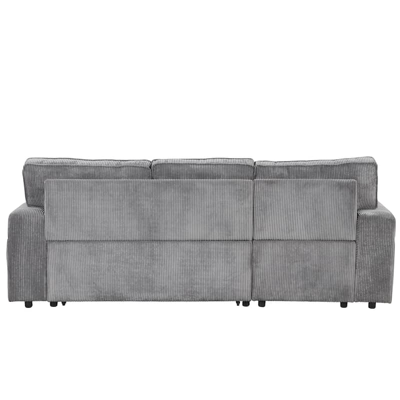 Upholstered Sleeper Sofa with Fold-Out Bed, Armrest Storage, Cup Holders, 3-Seater
