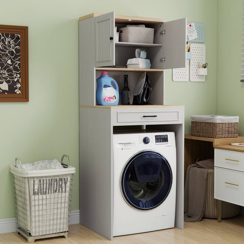 Anmytek Space Saving Storage Cabinet Laundry Washer Pedestal Kitchen Appliance Organizer