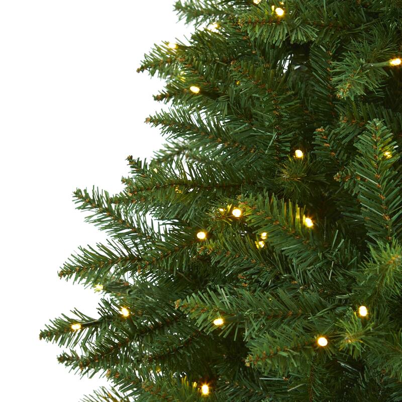 7.5' Pre-Lit Valley Fir Artificial Christmas Tree, Clear LED Lights - 7.5 Foot