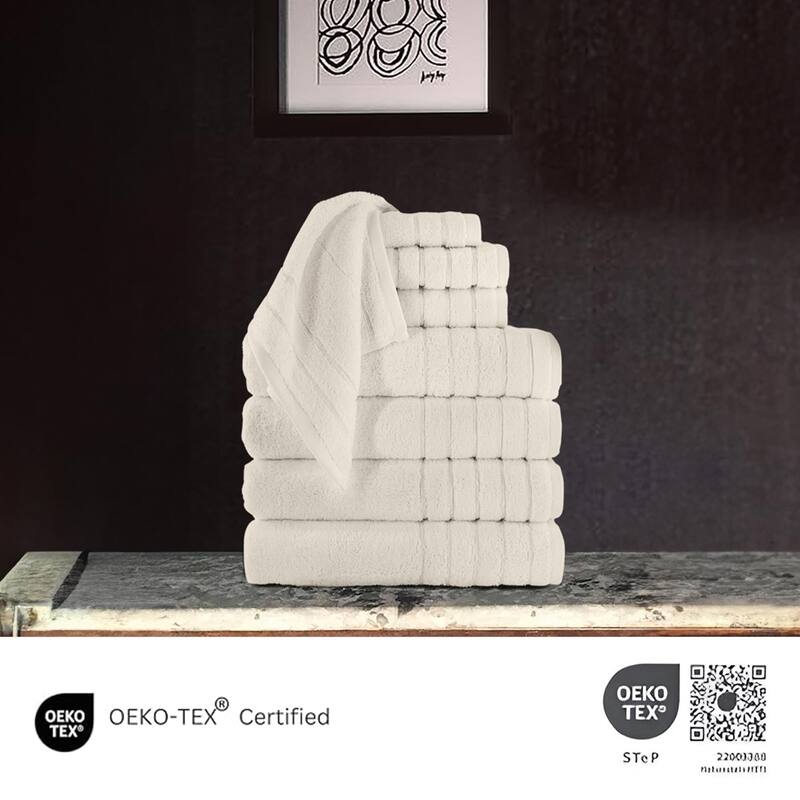 Towels Beyond 8 Piece Turkish Cotton Towel Set 670 GSM Washcloth, Hand & Bath Towel