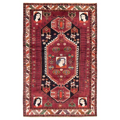 ECARPETGALLERY Hand-knotted Melis Vintage Burgundy Wool Rug - 4'10 x 7'6