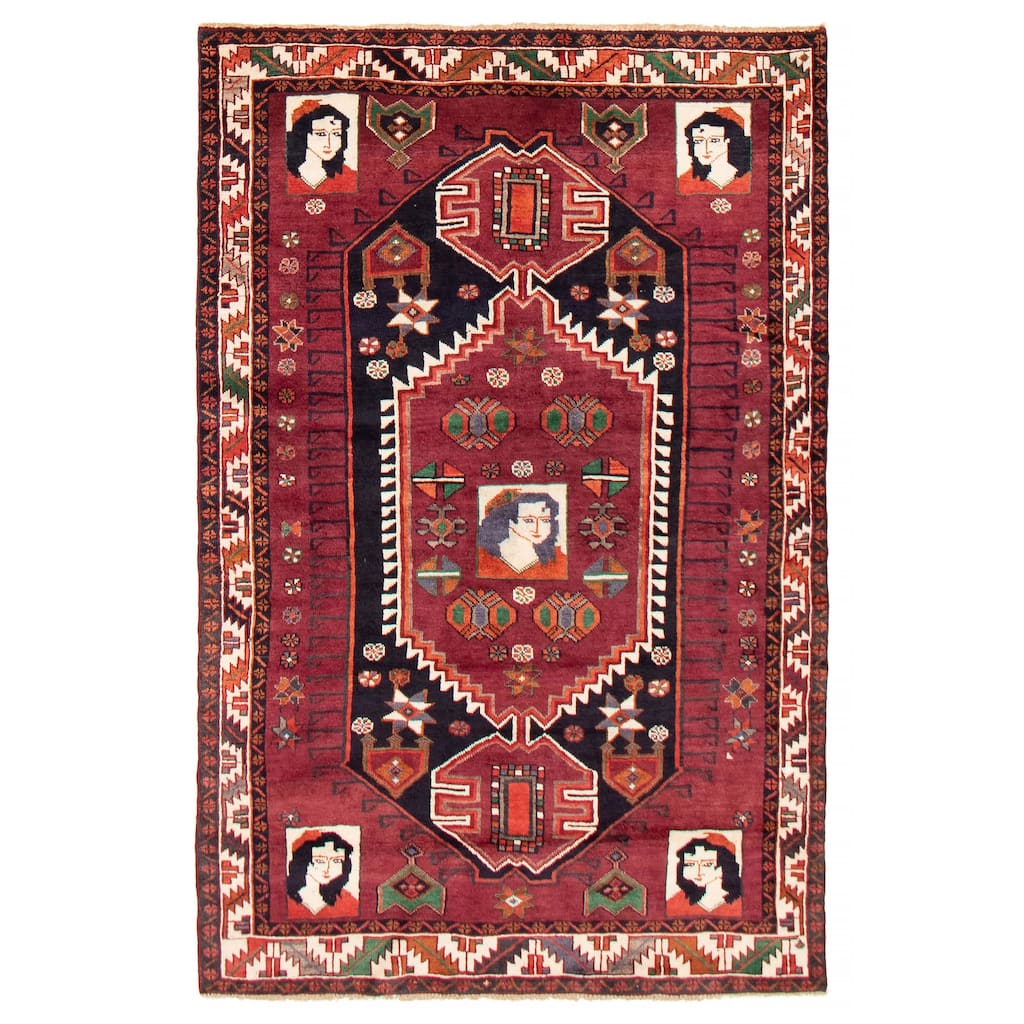 ECARPETGALLERY Hand-knotted Melis Vintage Burgundy Wool Rug - 4'10 x 7'6