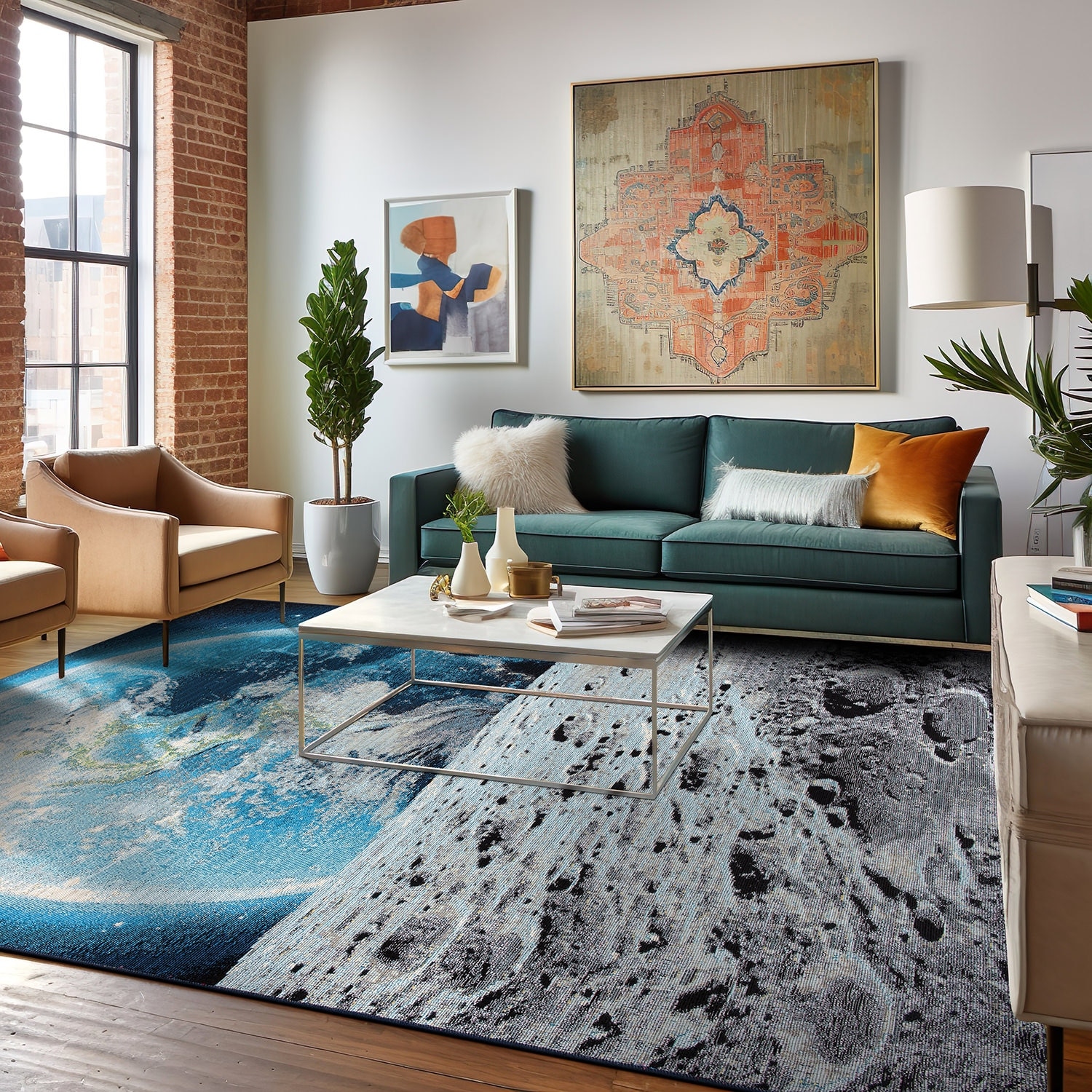 World Rug Gallery Galaxy Collection Adventure Moon Indoor/Outdoor Area Rug