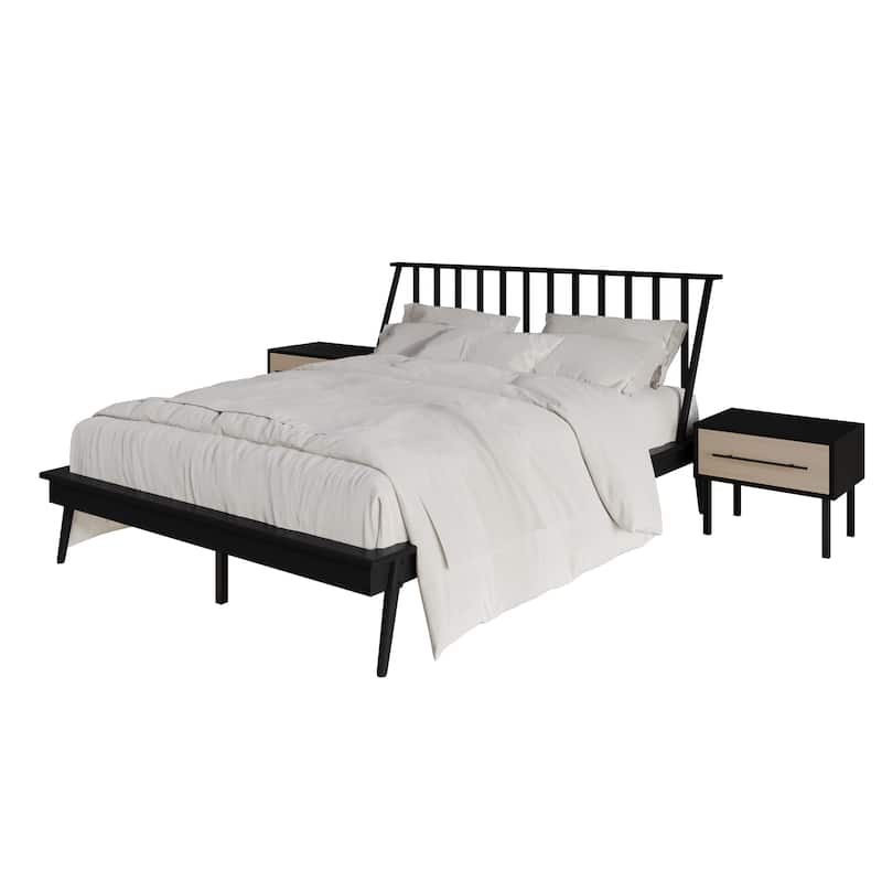 CraftPorch Vintage 3-pieces Wooden Bedroom Set