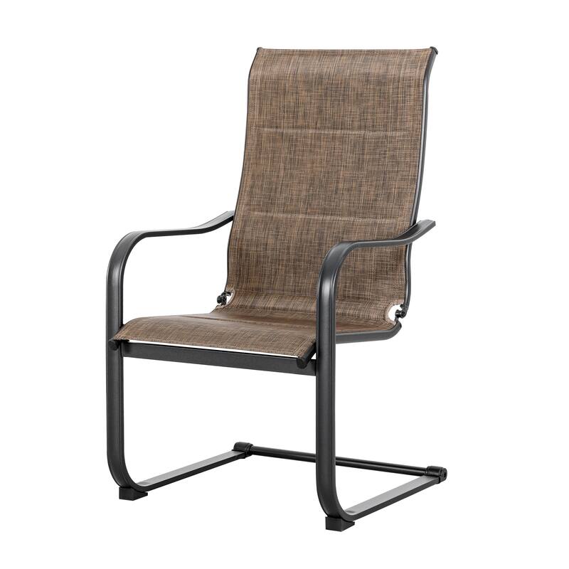 Patio 5-Piece Textilene Dining Set, C-Spring Chair Legs and Umbrella Hole