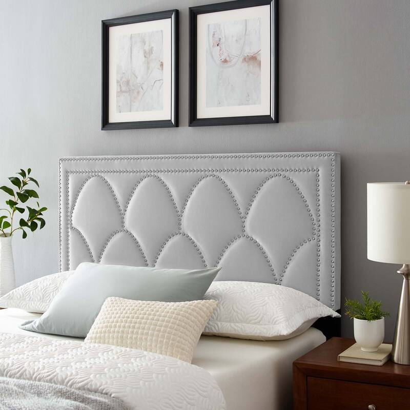 Greta Performance Velvet Twin Headboard - Light Gray - Twin