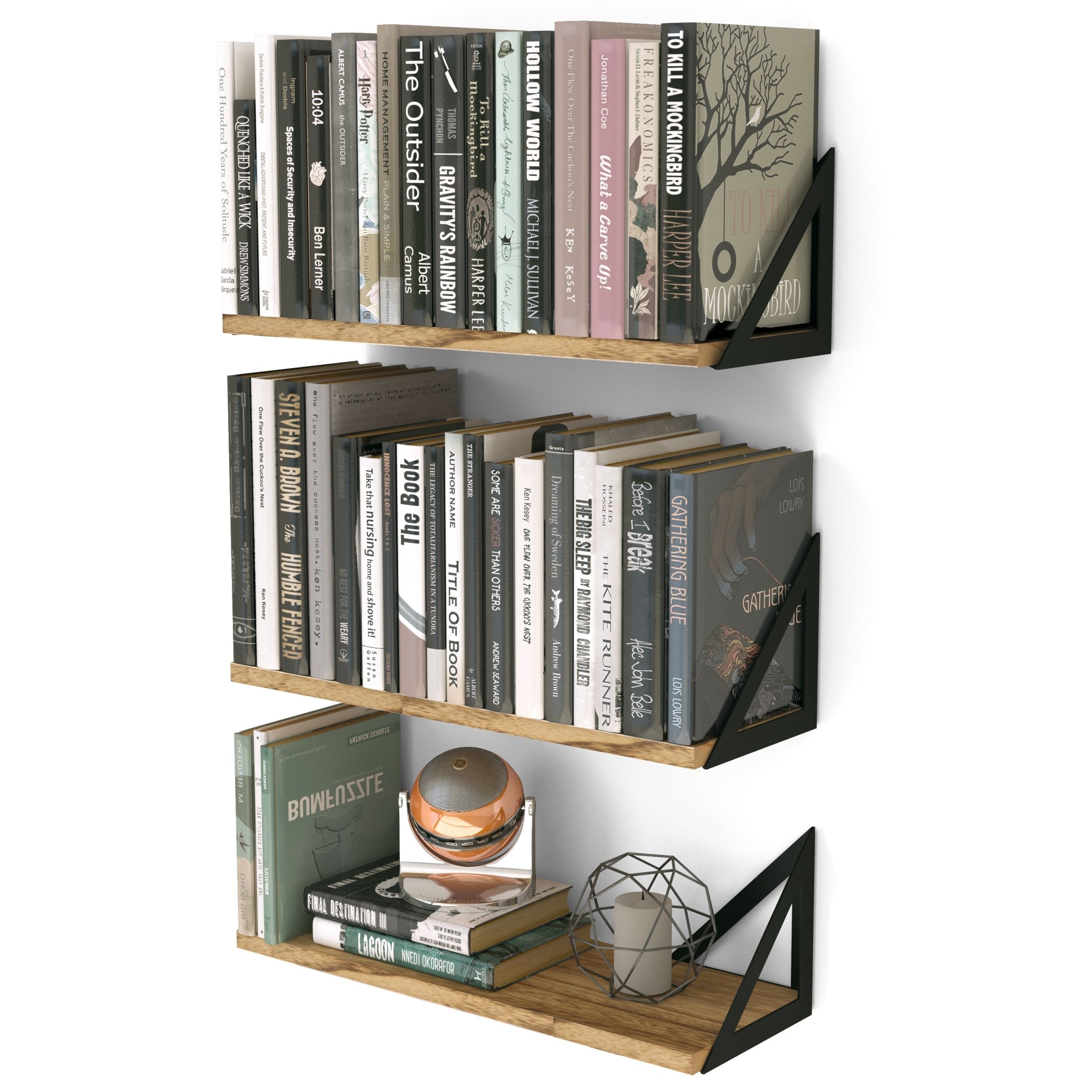 Wallniture Minori Natural Wood Floating Shelves for Wall (Set of 3) - Natural Burned