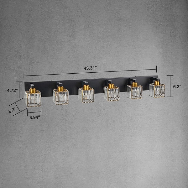 dimension image slide 3 of 4, 6/7 Light Bathroom Vanity Light Wall Sconce with Crystal Shade