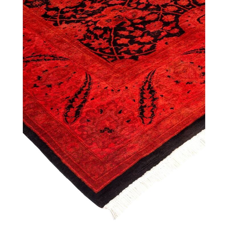 Overton Hand Knotted Wool Vintage Inspired Modern Contemporary Overdyed Orange Area Rug - 6' 2" x 8' 10"