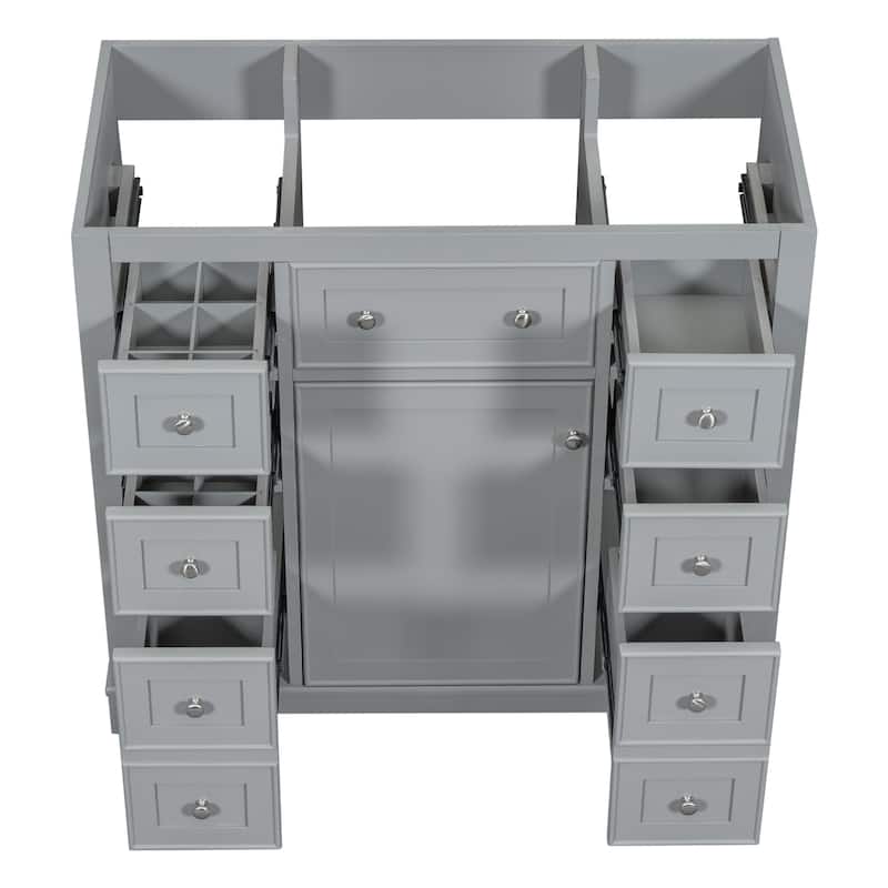 GDFStudio - Avalon 36-Inch Bathroom Vanity Cabinet Base Only, One Cabinet, Solid Wood & MDF Board, Painted Finish