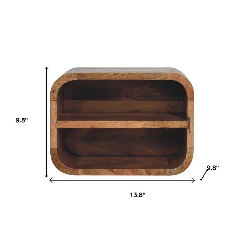 HomeRoots 14" Brown Solid Wood One Drawer Floating Nightstand