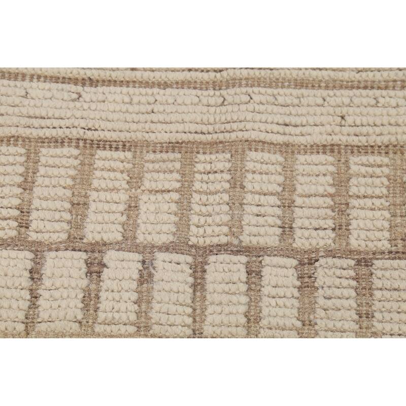 Beige & Ivory Moroccan Modern Area Rug Hand-Knotted Wool Carpet - 6'0"x 9'4"