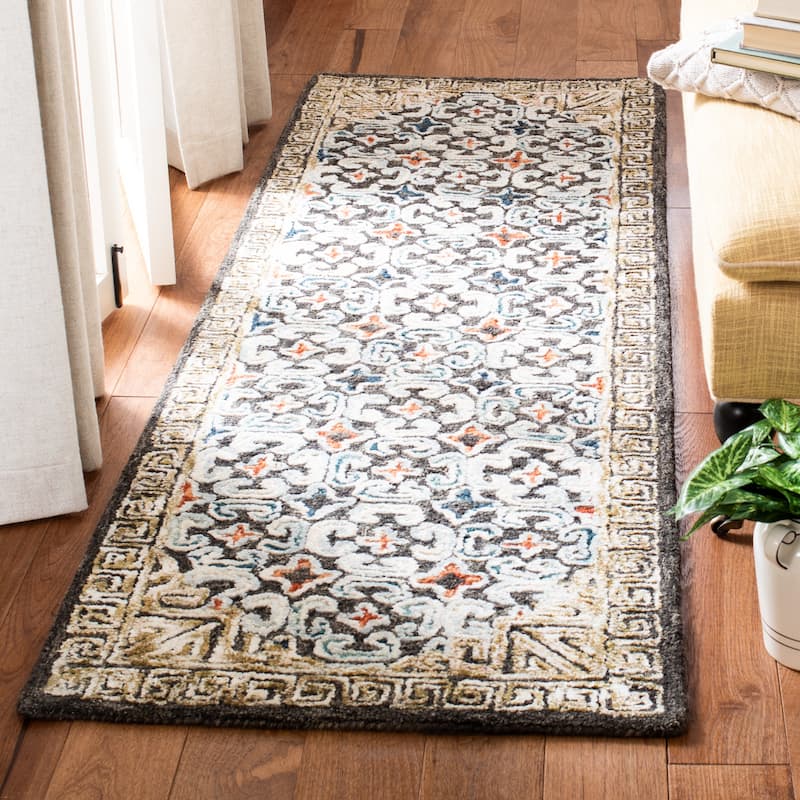 SAFAVIEH Handmade Aspen Kyoko Bohemian Wool Rug - 2'3" x 8' Runner - Blue/Taupe