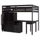preview thumbnail 46 of 55, Space-Saving Loft Bed with Storage Stairs & Two Drawers, Wooden Full Bed Frmae wiht Shelves Wardrobe, Movable table & Side Desk