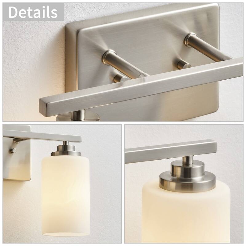 KAWOTI 2-Light Dimmable Bathroom Vanity Light with Frosted White Glass