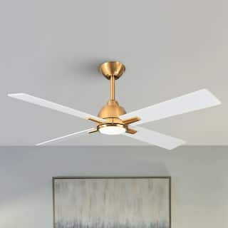 48" 4-Blade Modern White and Gold Ceiling Fan with Light
