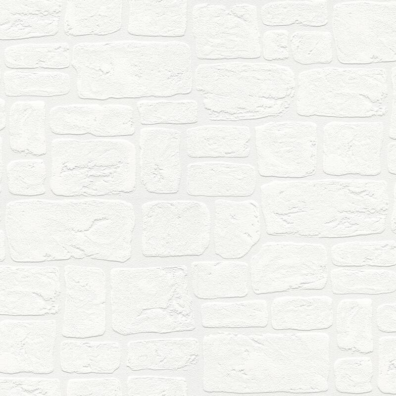 Brewster Gaffrey White Stone Paintable Wallpaper - 396in x 20.9in x 0.025in
