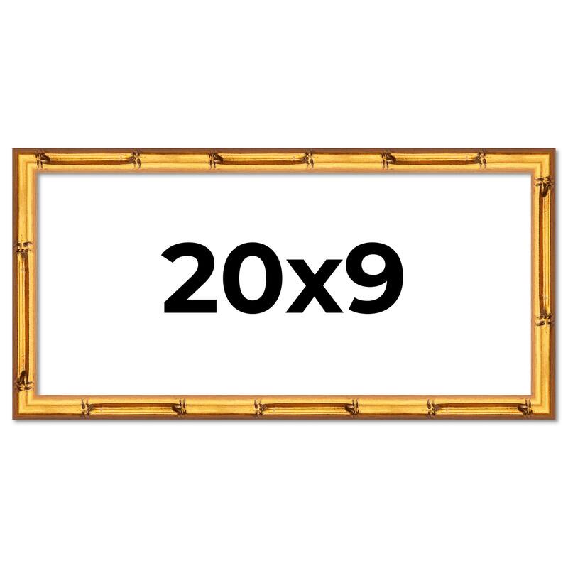 20x9 Frame Gold Bamboo Picture Frame Modern Photo Frame Includes UV Acrylic Shatter Guard Front Acid Free Foam Backing Board