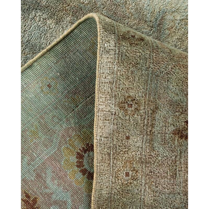 Overton Hand Knotted Wool Vintage Inspired Modern Contemporary Overdyed Blue Area Rug - 6' 0" x 8' 9"