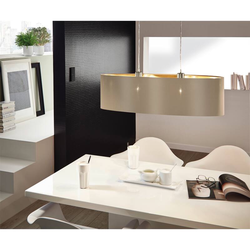 Eglo Maserlo 2-light Matte Nickel Pendant with Cappuccino and Gold - Matte Nickel