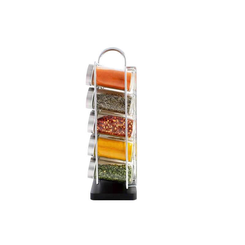 20 Jar Spice Rack Stainless Steel Filled with Spices - Standing Rack Shelf Holder & Countertop Spice Rack Tower Organizer