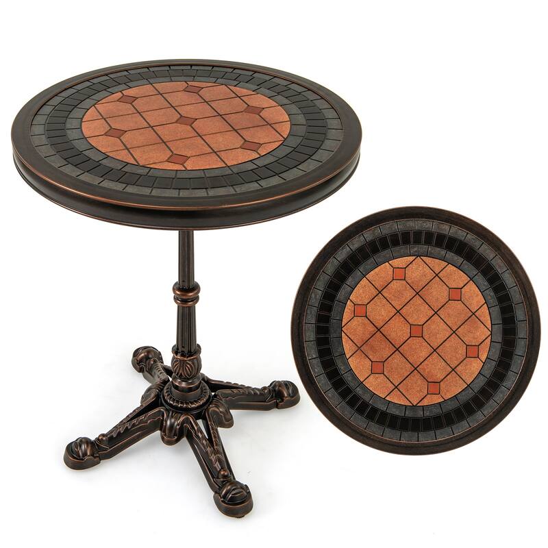 Costway 32" Patio Dining Table with 1.6" Umbrella Hole & Lid DPC - Bronze - See Details