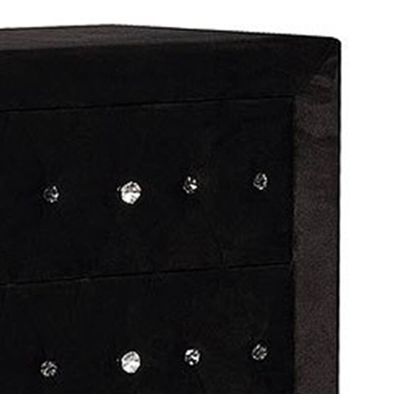 Rea Tall Dresser Chest, 5 Drawers with Crystal Knobs, Black Velvet Upholstery