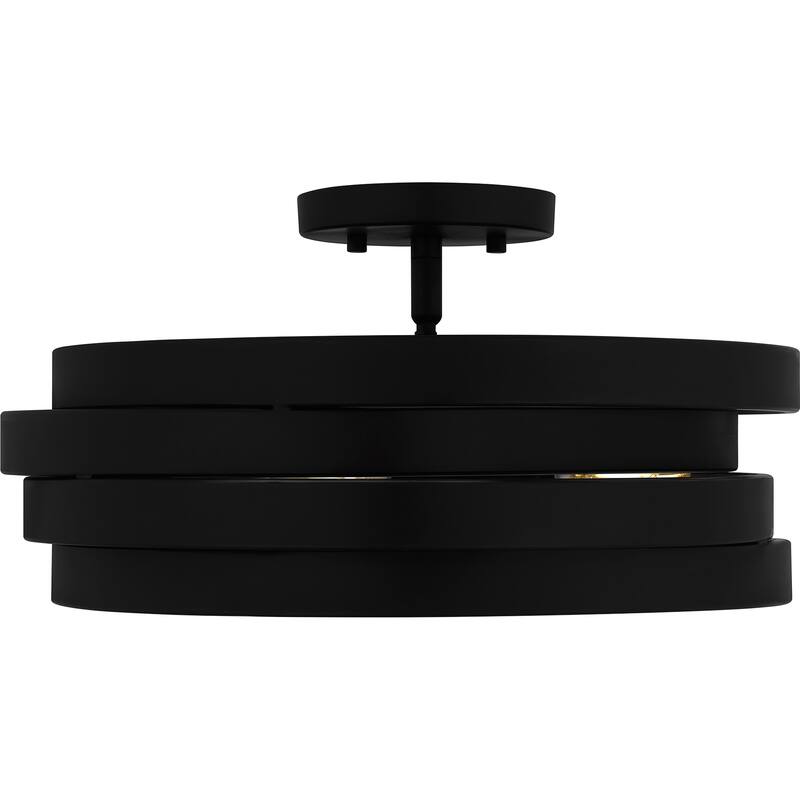 Berner 3-Light Matte Black Semi-Flush Mount Light
