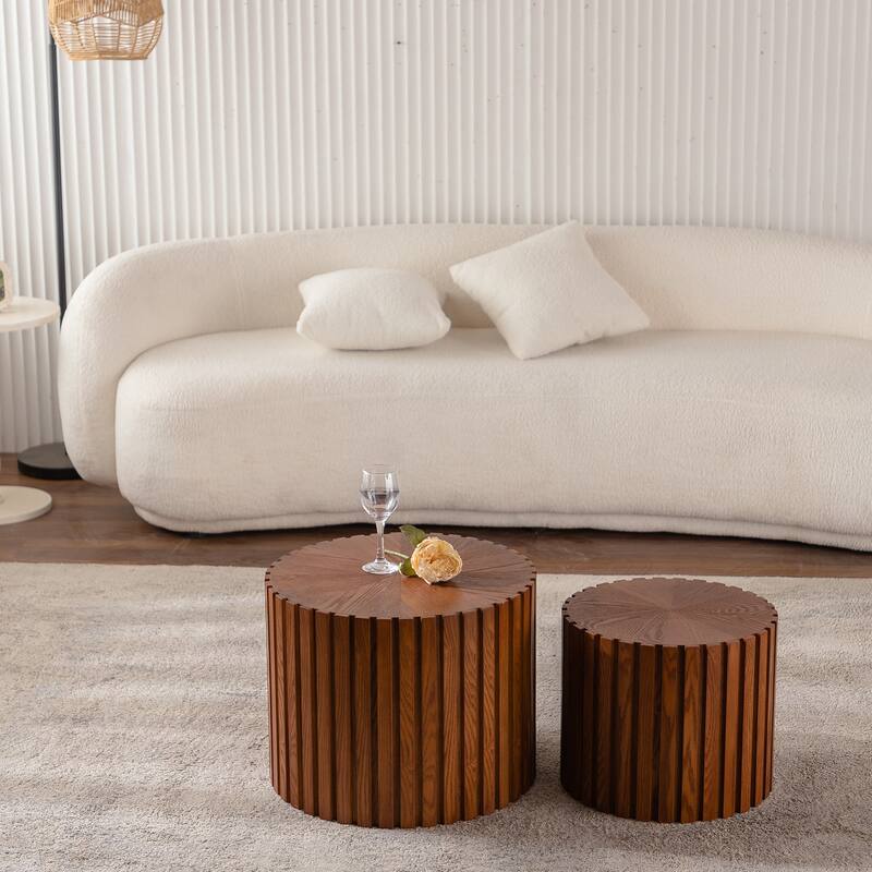 Round Wooden Coffee Table, No Need Assembly