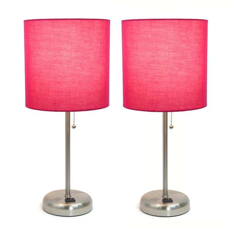 Simple Designs 19.5" 2 Pack Table Desk Lamp Set with Charging Outlet - 19.50
