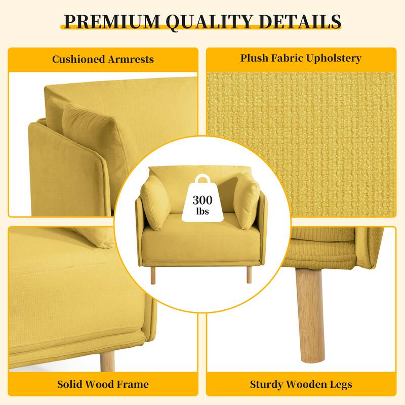 Modern Upholstered Accent Chair with Soft Cushions and Sleek Armrest Design