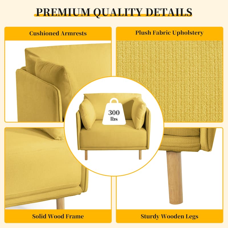 Roomfitters 39" Modern Lounge Chair with Cushions, Solid Wood Frame and Steel Legs for Living Room or Office
