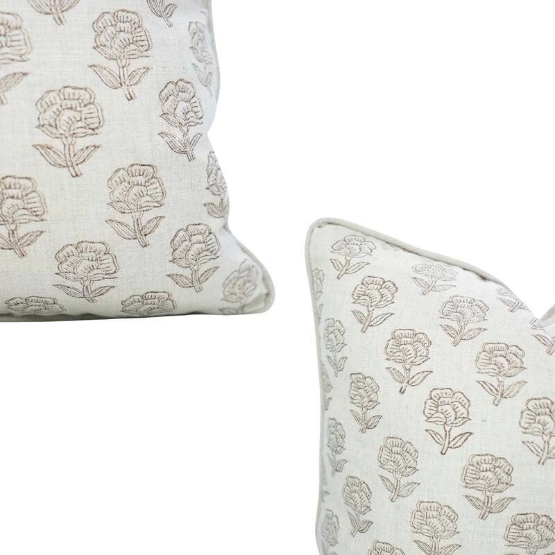 Fabdivine Pipine Fall Décor Farmhouse Hand Block Print Pillow Cover Sofa, Couch Cushion Case Linen