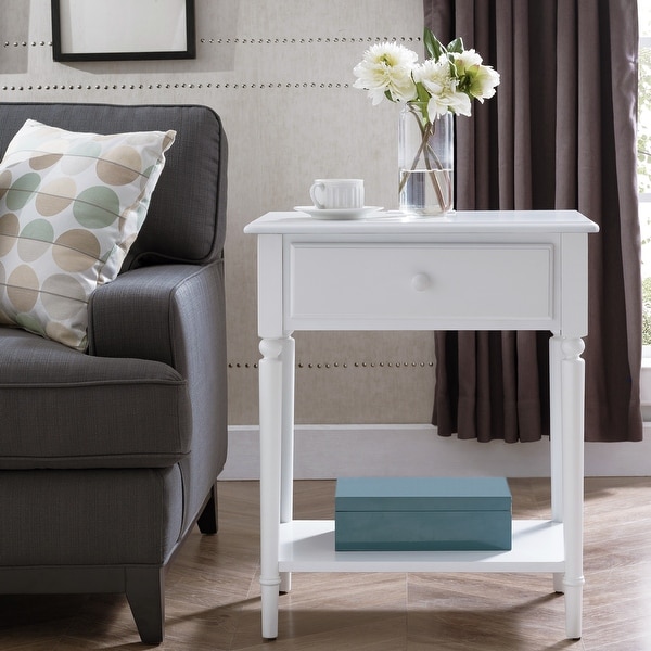Coastal Nightstand/Side Table with AC/USB Charger. Opens flyout.