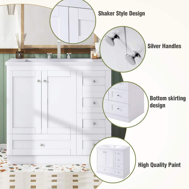36-Inch Shaker Style Bathroom Vanity Cabinet with Sink