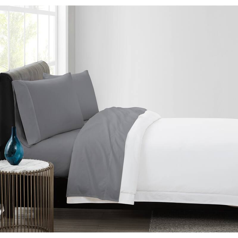 Vince Camuto Solid 400TC Percale 4 Piece Sheet Set