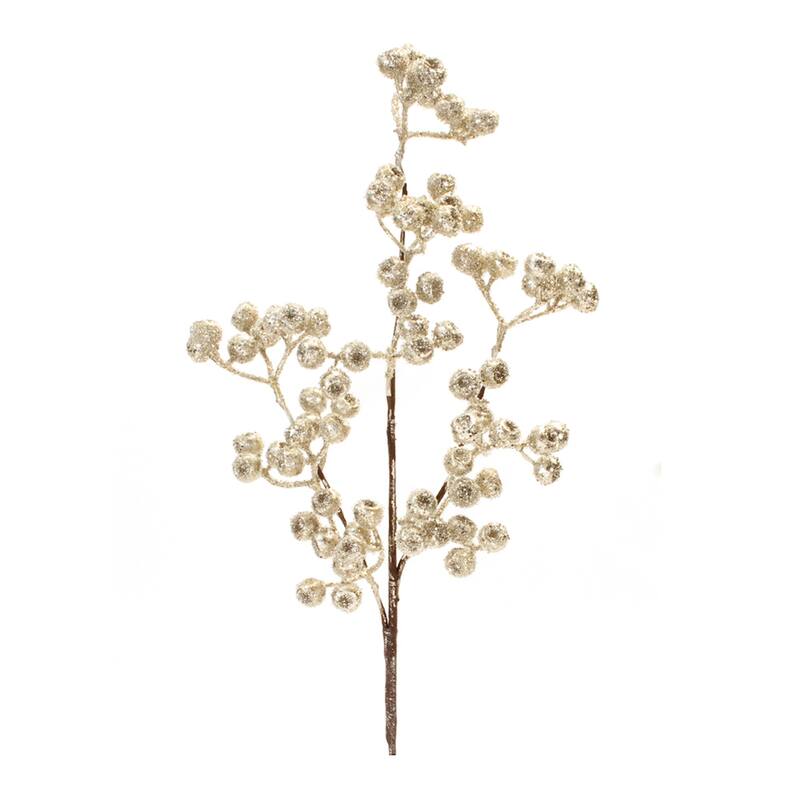 Glittered Champagne Berry Spray (Set of 6) - N/A