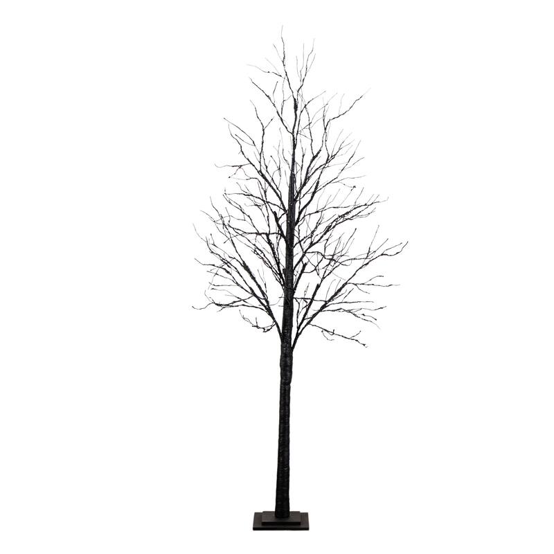7-ft Pre-Lit Halloween Black Twig Artificial Tree with 390 Lights
