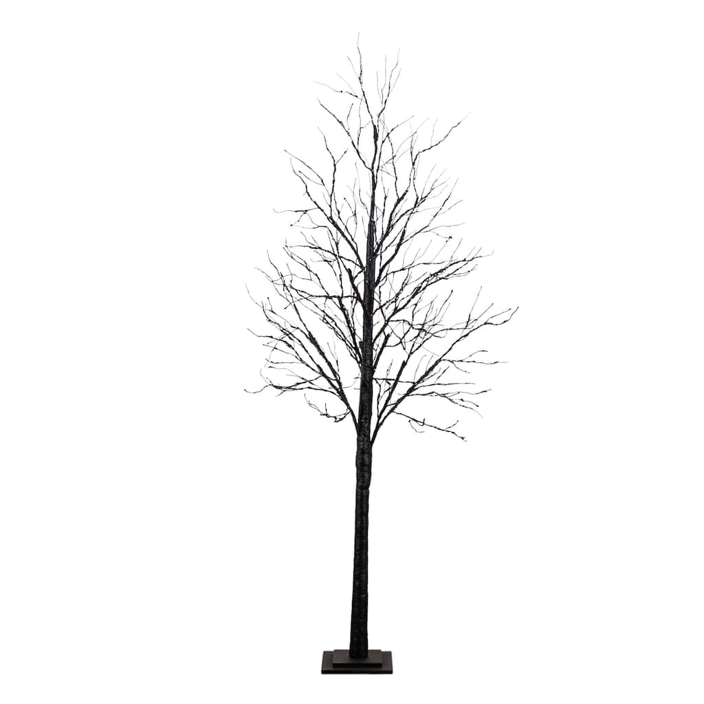 7-ft Pre-Lit Halloween Black Twig Artificial Tree with 390 Lights