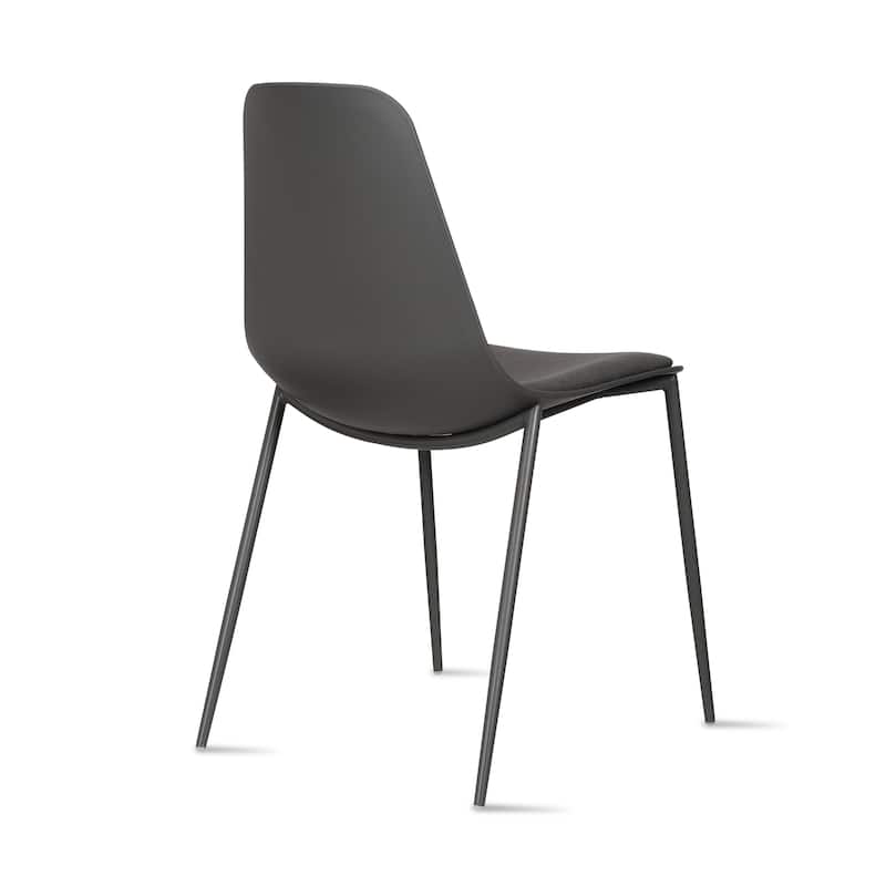 Set of 4 Plastic Dining Chairs Cushion Padded For Kitchen Metal Legs Guest Meeting Waiting Room Business Indoor Outdoor Patio